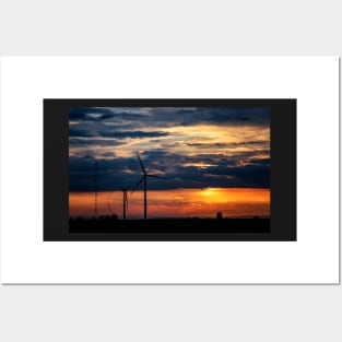 Wind Farm at Sunrise Posters and Art